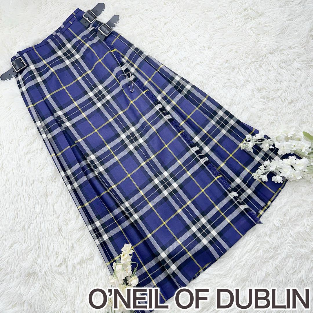 オニールオブダブリン ラップスカート ロング丈 ウール ブルー系 O'NEIL of DUBLIN（オニールオブダブリン） ロング スカート ロング丈