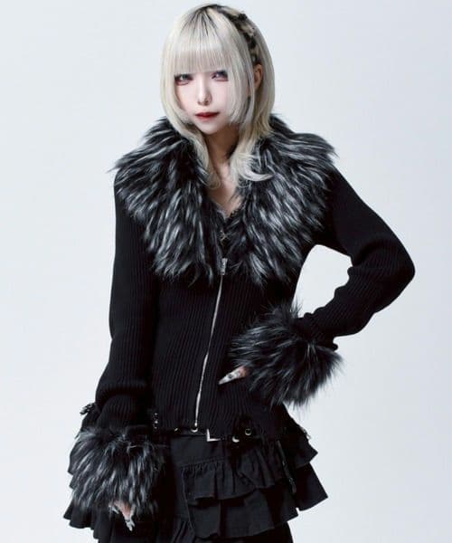 REFLEM【レフレム】ファー付きジップニットカーディガン REFLEM（レフレム） カーディガン 「REFLEM/レフレム」ファー付きZIP