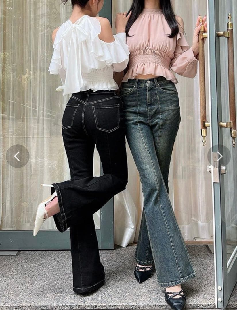 RESEXXY スタイルメイクフレアデニムパンツ　ブラック　Sサイズ セール】スタイルメイクフレアデニムパンツ（デニムパンツ）｜RESEXXY