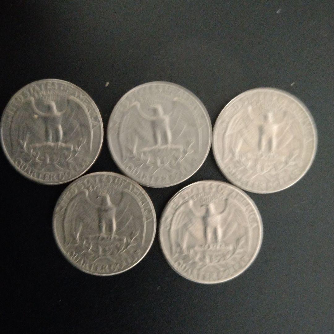 アメリカ硬貨 25セント（ワシントンクォーター）1967年揃え5枚セット