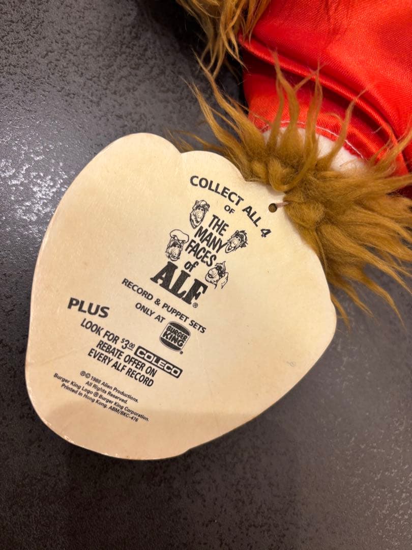 ALF ぬいぐるみ 80s ヴィンテージ パペット シェフ バスケ タグ付き