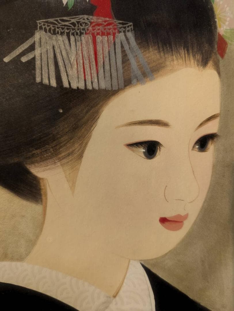 真作】絵画 清水達三 日本画4号 舞妓 格式高い美人画 代表作 W30