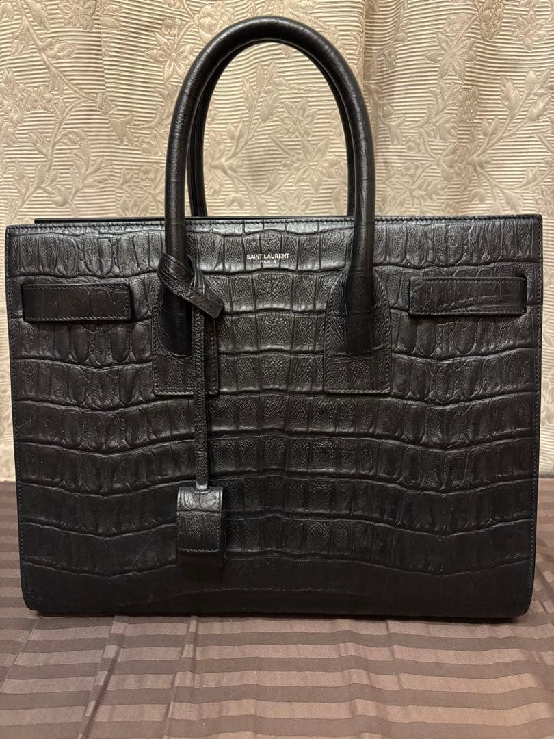 SAINT LAURENT サンローラン サックドジュール クロコ サック ド ジュール ナノ（クロコダイルエンボスレザー） ブラック