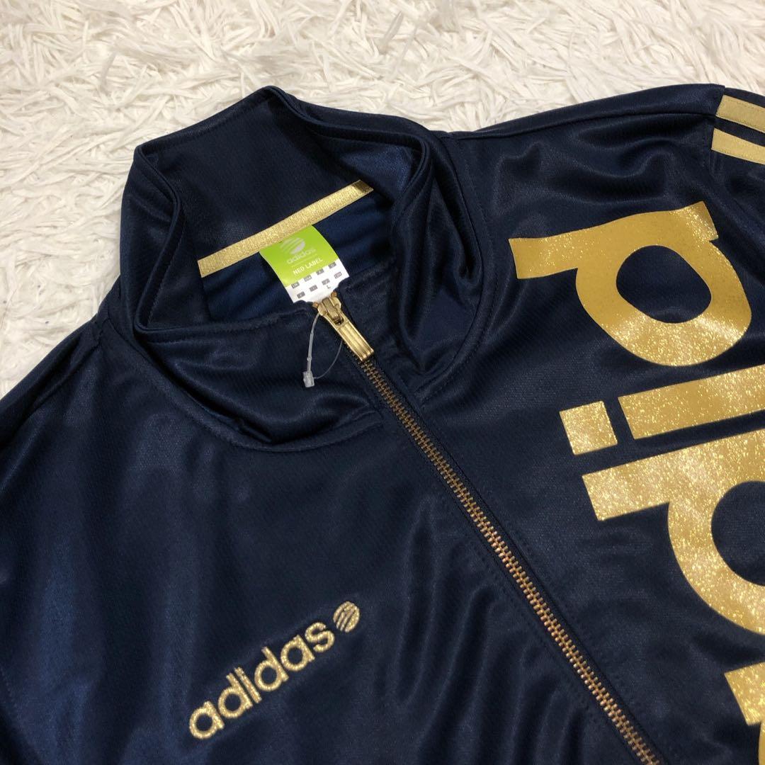 新品未使用品】アディダス ジャージ上 ネイビー 金ロゴ デカロゴ