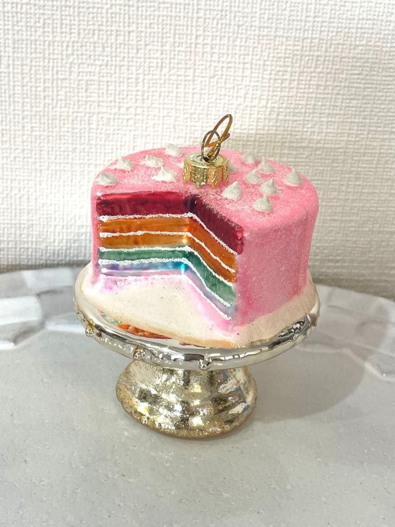 ガラスオーナメント　ピンクレインボーケーキ　アスティエ・ド・ヴィラット ASTIER de VILLATTE. INGE-GLAS ドイツ製 うさぎクリップ ガラス