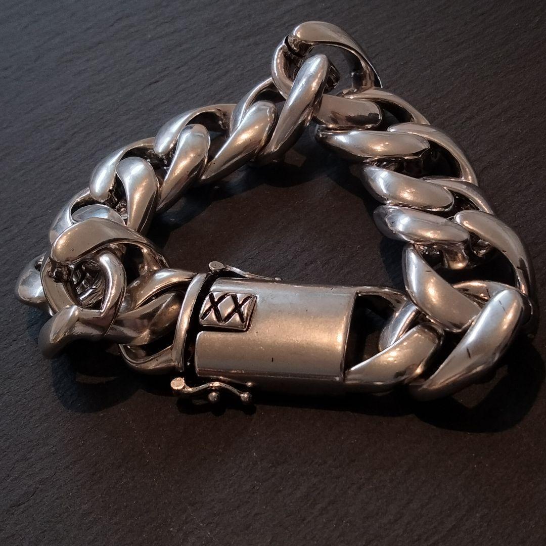 ヴィンテージ シルバー 925 メンズ ブレスレット 超重量 103g 銀 重厚