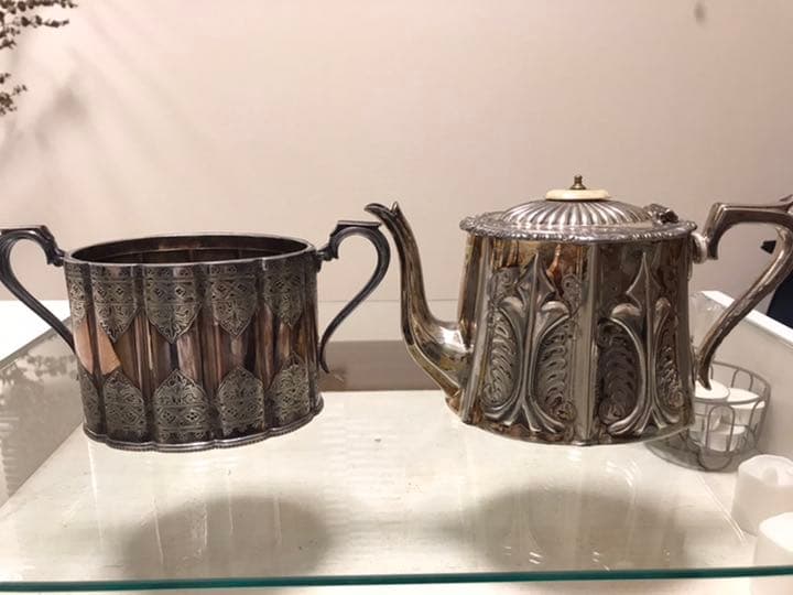 アンティーク】シルバープレートポット＆シュガーポット