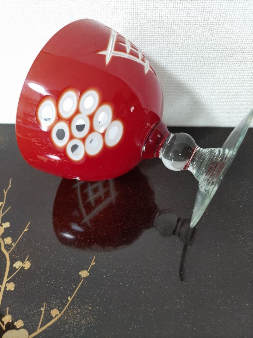 期間限定 大幅値引き中 氷コップ 大正ロマン 乳白金赤被せ切子 - メルカリ