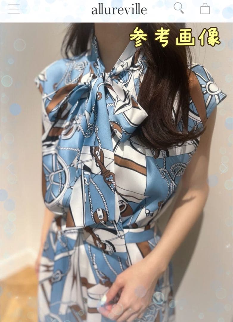 新品タグ有☆最終値下げ☆ルルウィルビー マリーナプリント ブラウス