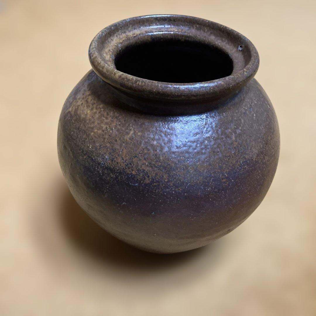 江戸時代　常滑焼壺　花器￼高27.5×径27.5×口17.5×底￼14.5cm