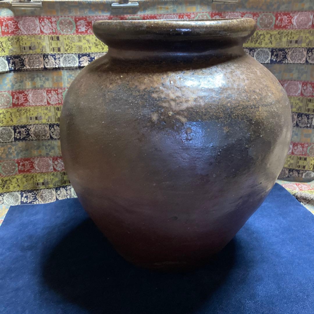 江戸時代　常滑焼壺　花器￼高27.5×径27.5×口17.5×底￼14.5cm