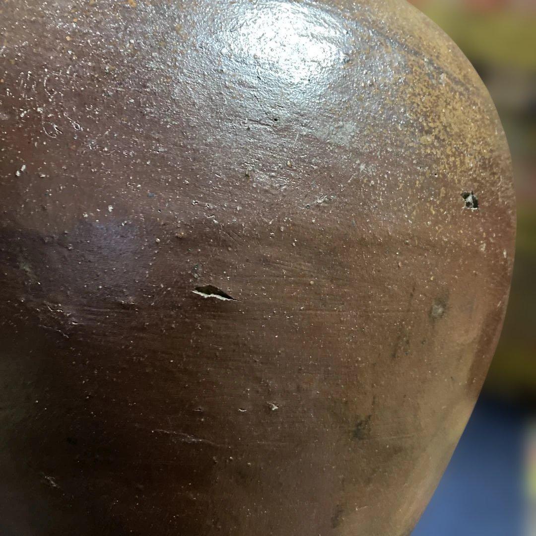 江戸時代　常滑焼壺　花器￼高27.5×径27.5×口17.5×底￼14.5cm