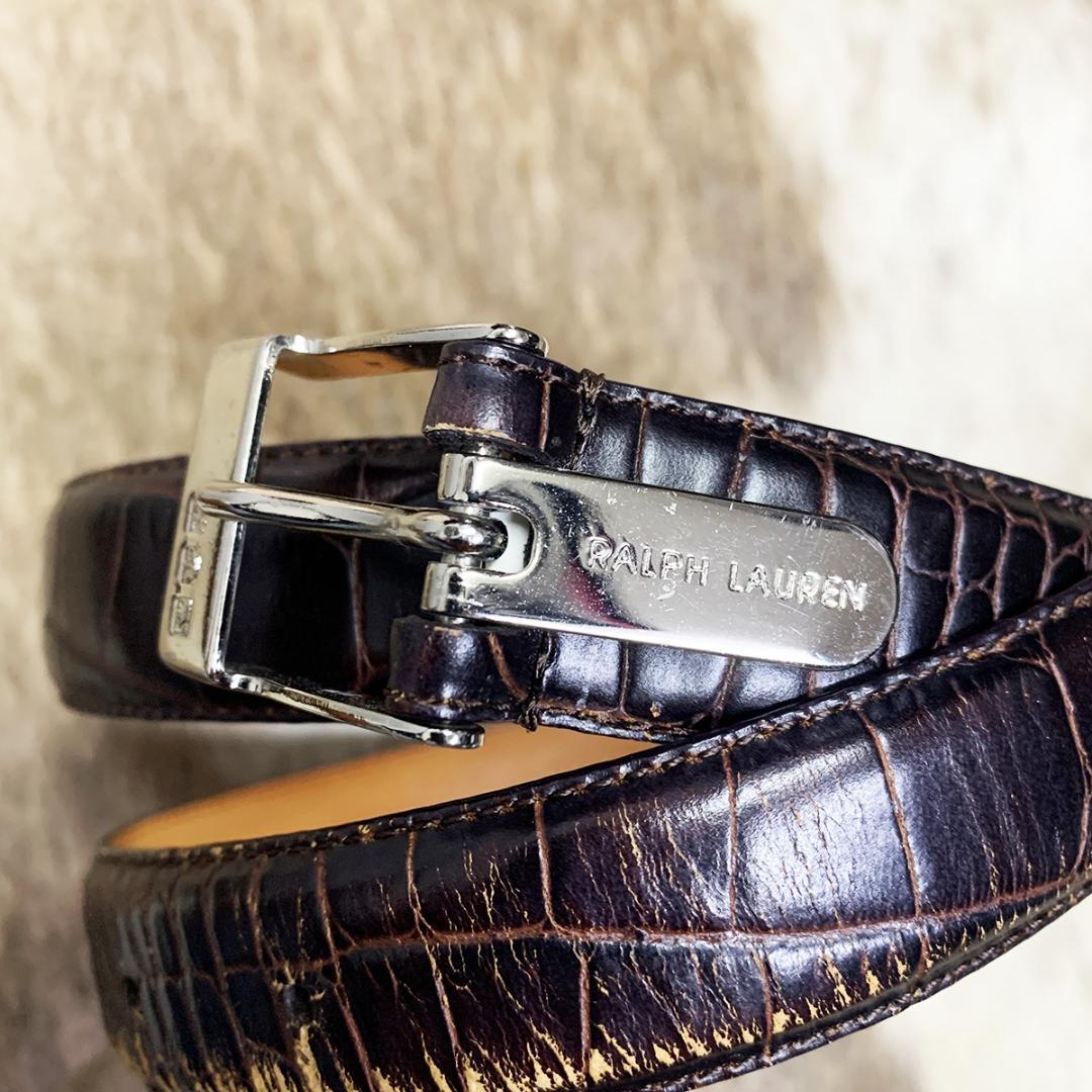 ポロラルフローレン クロコ型押し レザーベルト - メルカリ