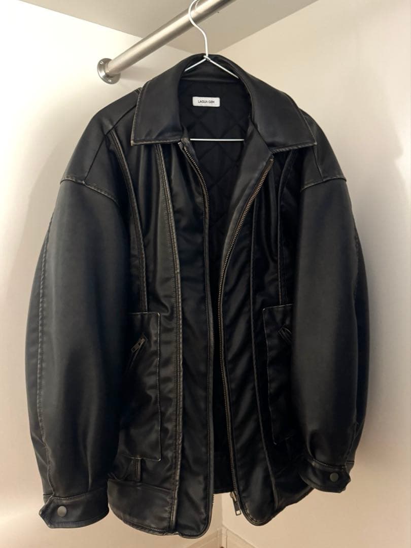 LAGUA GEMフェイクレザーヴィンテージジャケット BLK LAGUA GEM（ラグアジェム）の「【追加生産】フェイクレザー