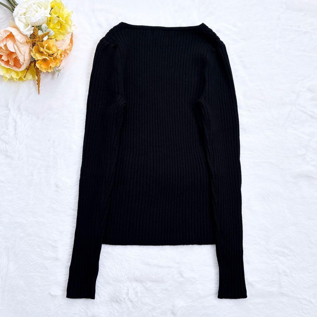 《新品》 M'S GRACY グログランリボン リブニット カットソー 黒 M