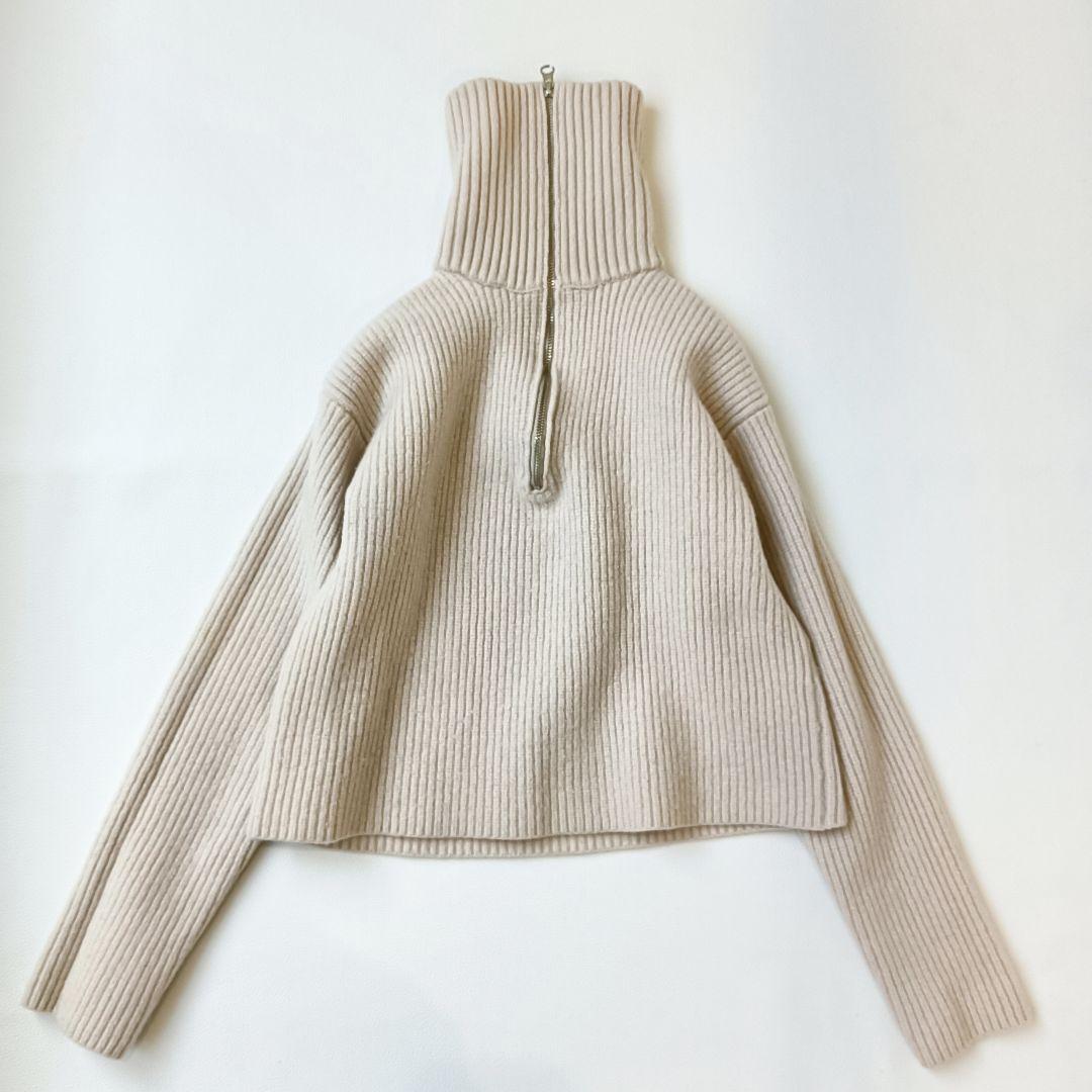 美品✨《NKNIT》ンニット ハーフジップニット リブ スタンドカラー ウールc
