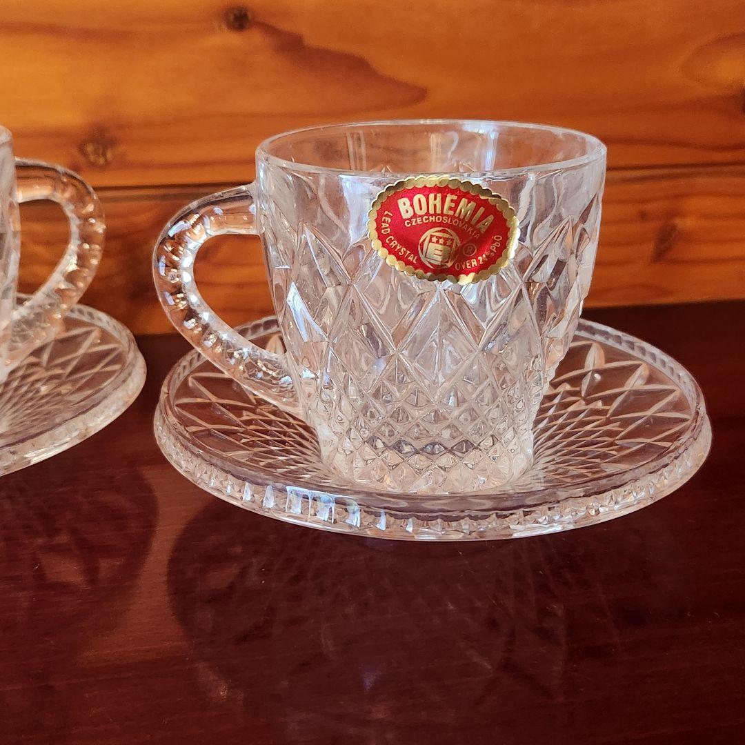 ボヘミア クリスタル カップ&ソーサー 2客セット ビンテージ？ - メルカリ