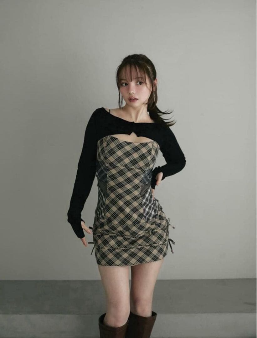 andmary チェックタイトワンピース Cookie Chocolate / チェックタイトワンピース ◇SALE商品 返品/注文