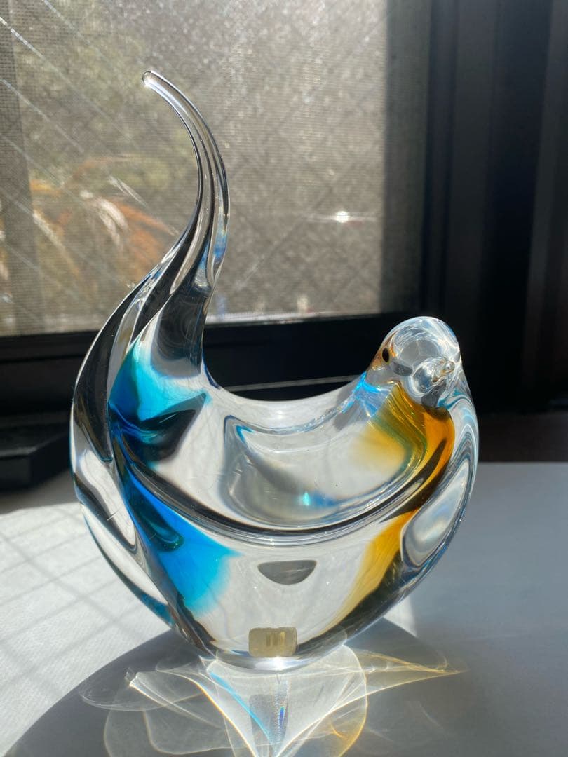 ①鳥の置物 ガラス製 マルティグラス - メルカリ