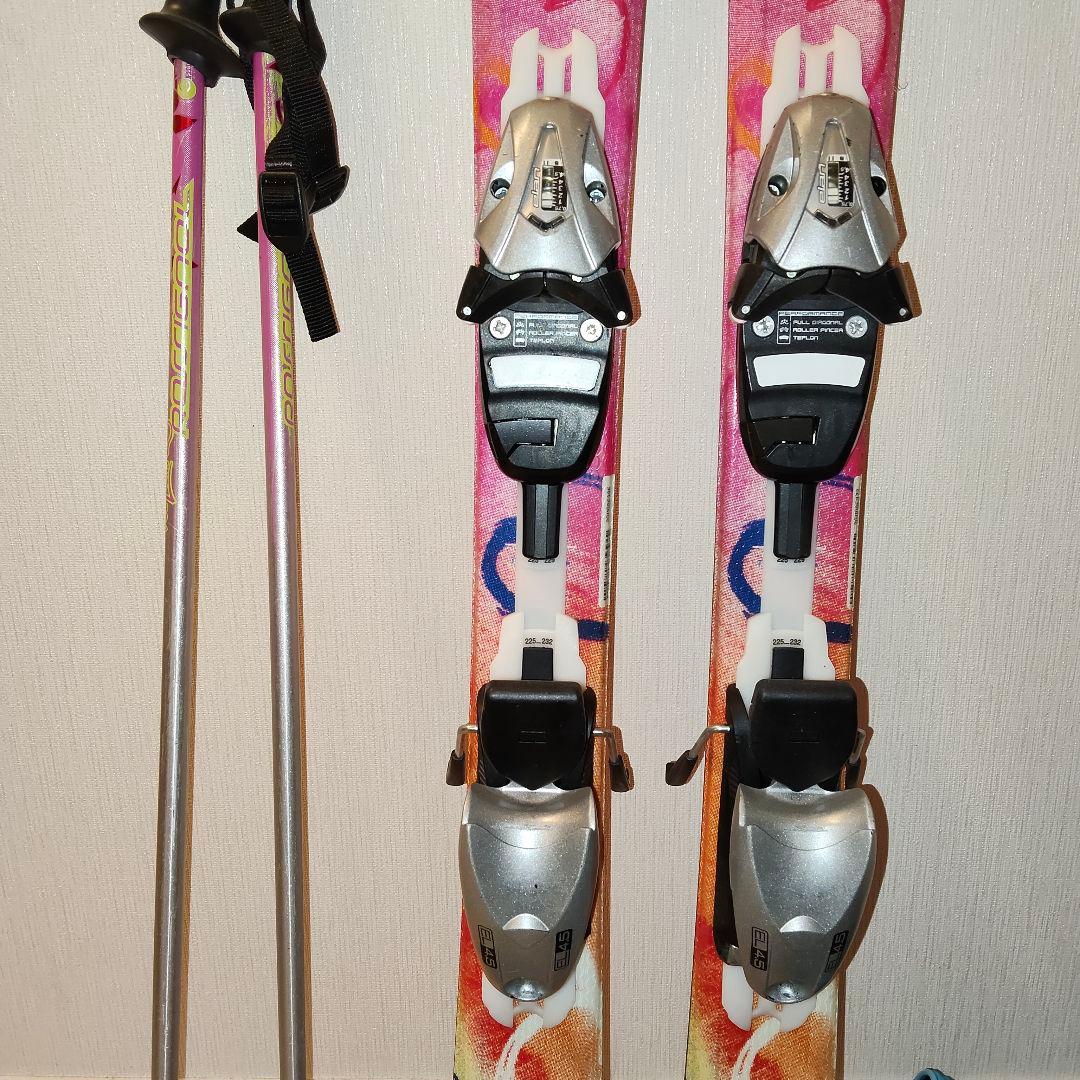 送料込み】子ども用スキーセット 110cm ピンク ビンディング ケース付