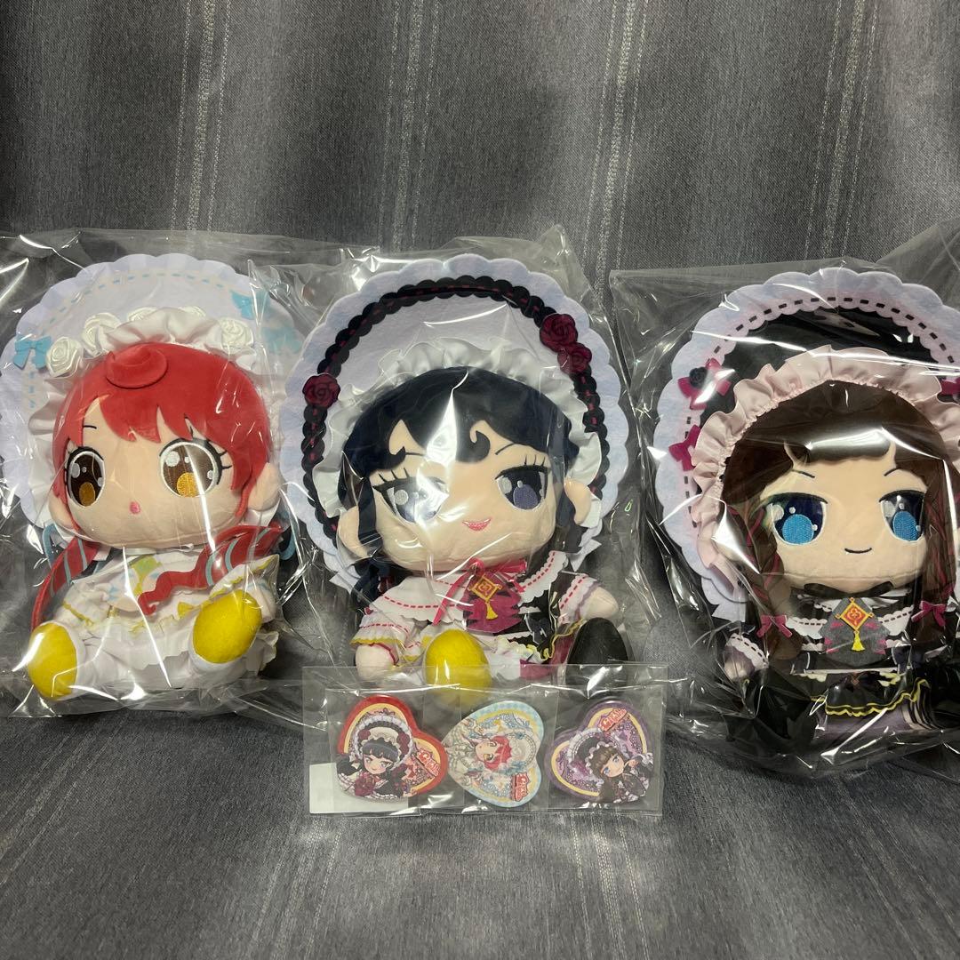 ガァルマゲドン おすわりぬいぐるみ 全3種 缶バッジコンプセット 未