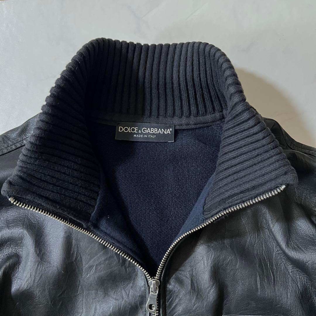 ドルチェアンドガッバーナ レザージャケット ニット スウェット切替 50