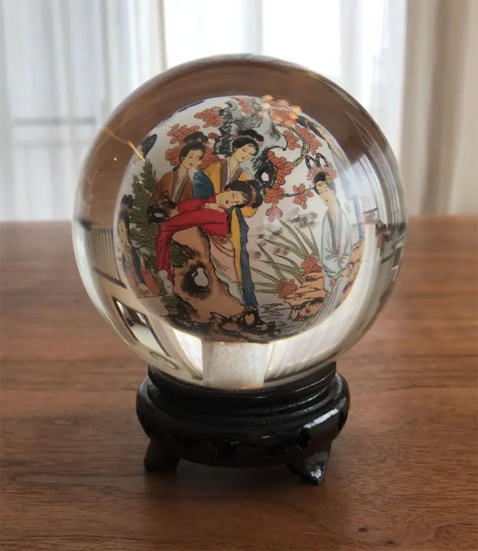魔力を感じます クリスタルボール内絵付き 水晶玉クリスタル中国 絵