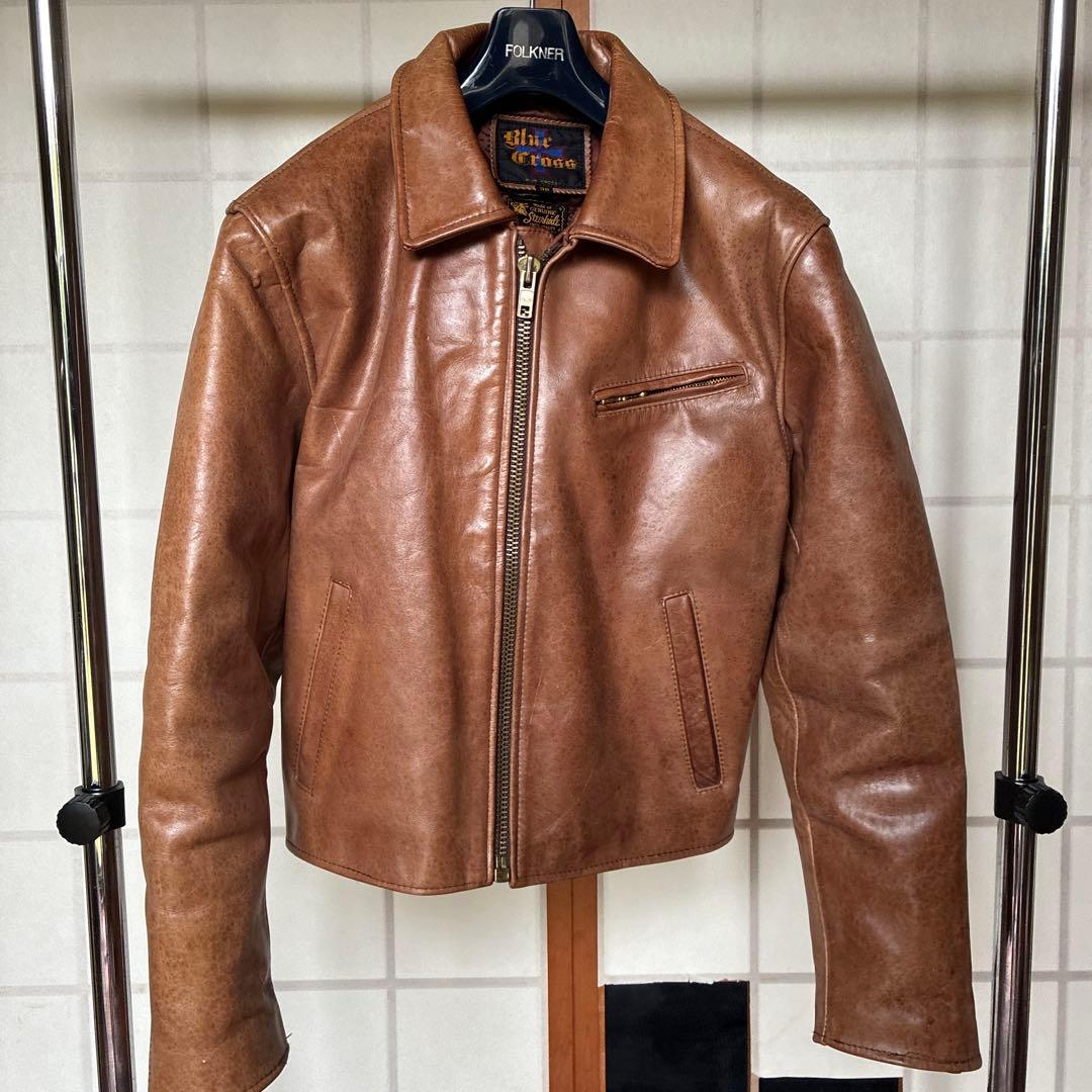 BLUE CROSS ヴィンテージ 革ジャン 38 ブラウン - メルカリ