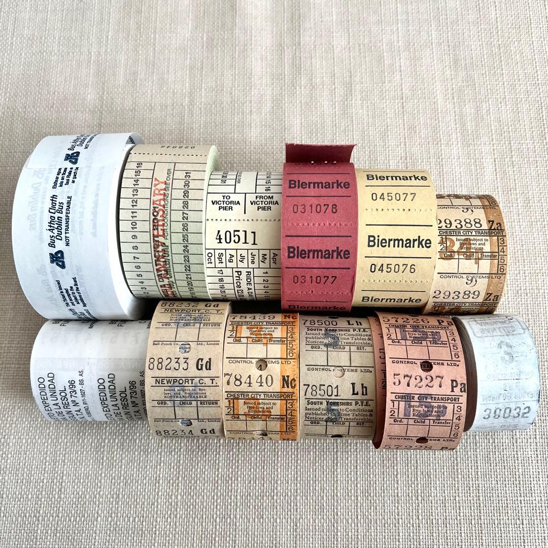 た*ゆ様 ロールチケット　バスチケット　ホーストラム　まとめ売り　紙もの アルゼンチン ロール バス チケット 全9種 各10枚 カット コラージュに