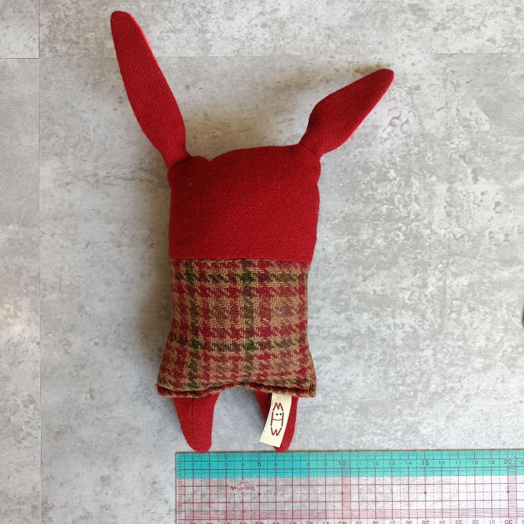 アメリカ製　ヴィンテージ　ぬいぐるみ　かわいい　赤色　チェック　うさぎ　レトロ