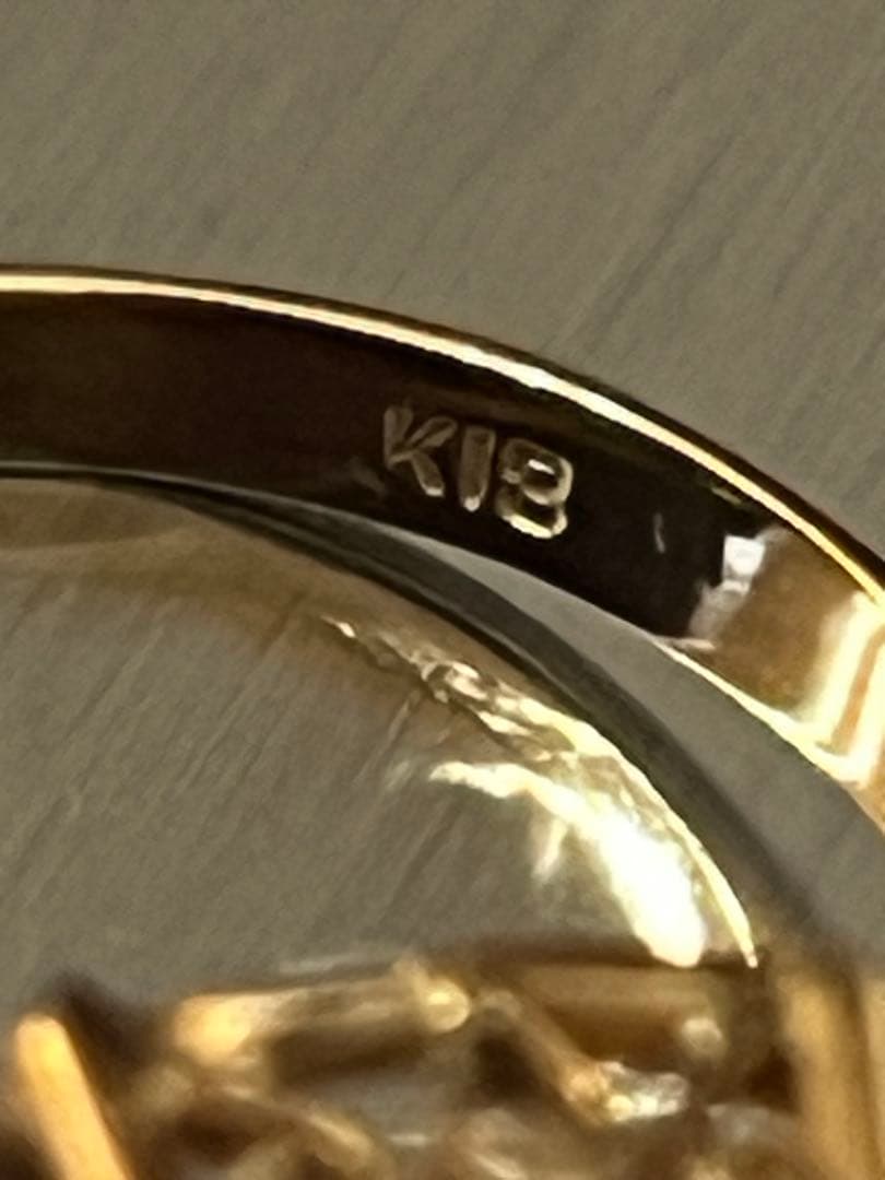 K18オパールリング フラワーデザイン アンティーク 18金 8-9号 指輪