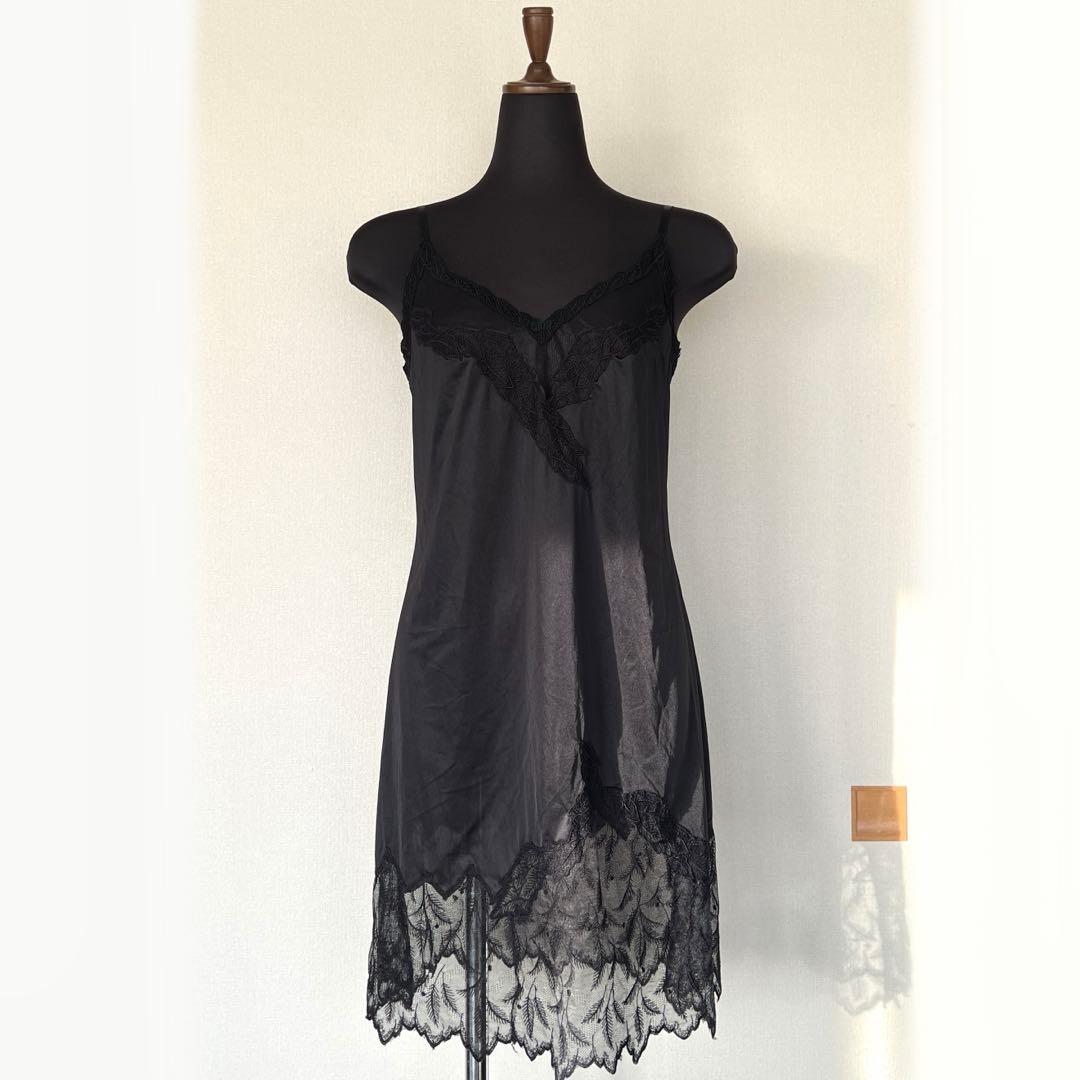 ☆ Christian Dior スリップ サテン＆レース レトロ ブラック - メルカリ