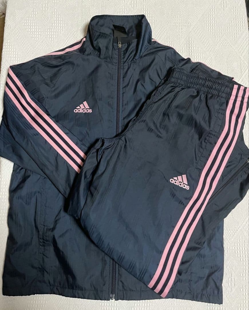 adidas ウィンドブレーカー上下セット ネイビー/ピンク - メルカリ