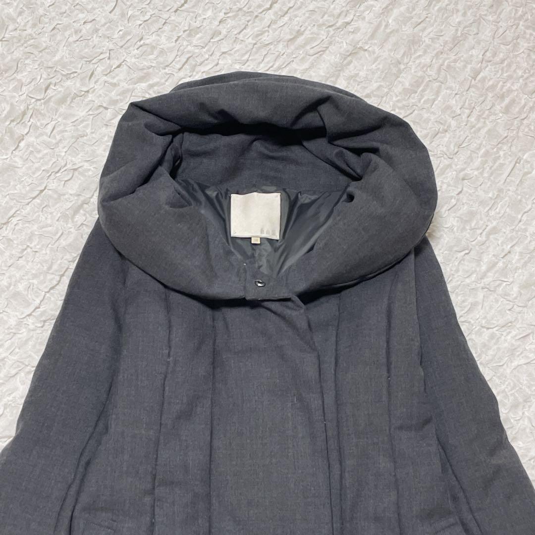 自由区 ウールツイルショールカラー ロングダウンコート 38 M 女優襟