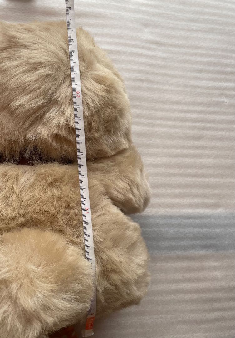 希少☆昭和ベージュのリボン付きクマのぬいぐるみ