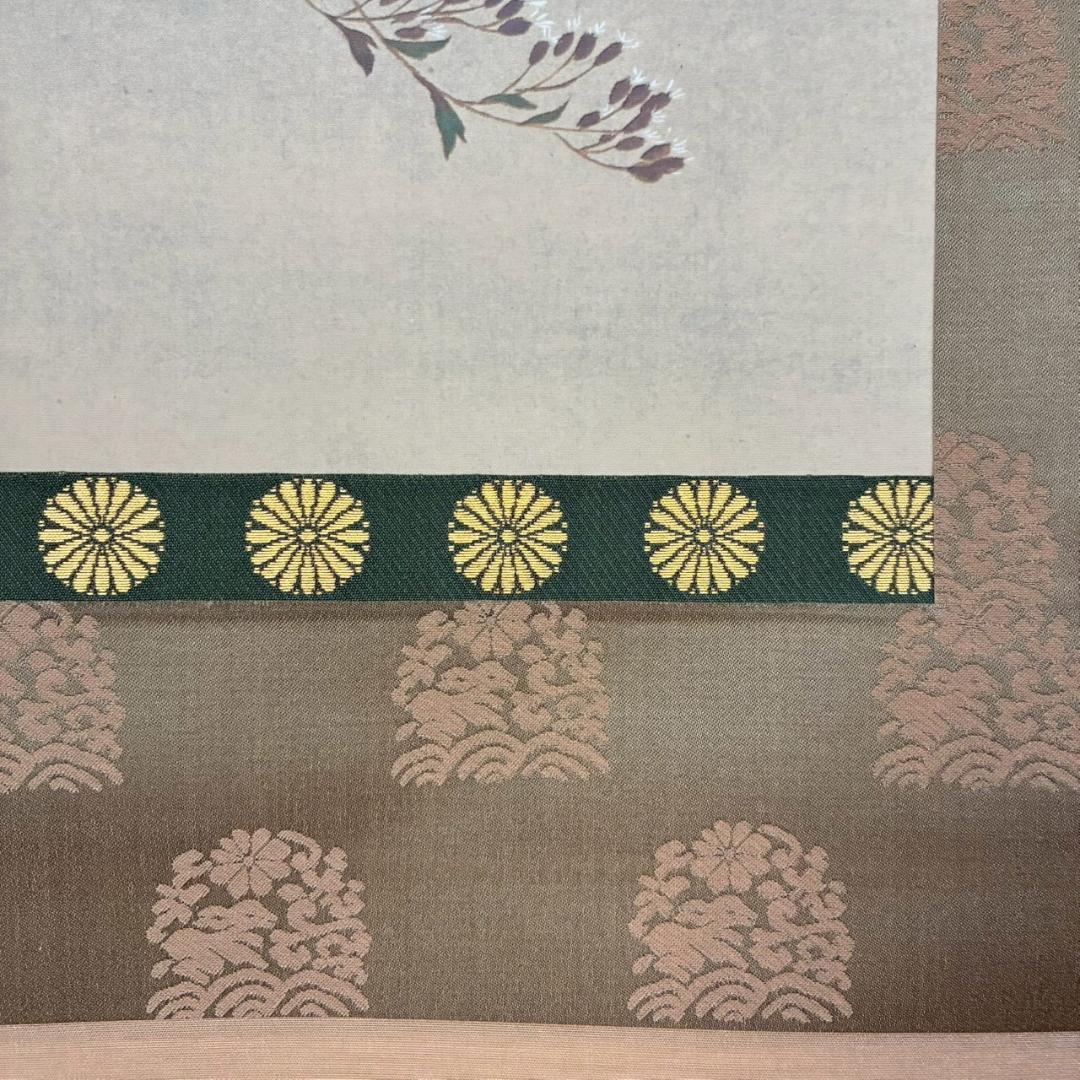 美品 酒井抱一「秋草に螽斯図」工芸品 復刻 掛け軸 掛軸 限定品 秋掛 菊紋表具