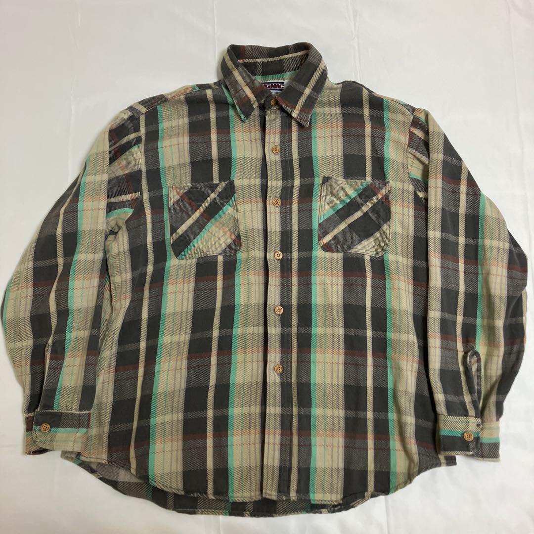 80s BIG MAC USA製 ネルシャツ L bigmac 黒 ブラック 古着 80s USA製 St John's Bay BIG MAC 白黒 モノトーン チェック