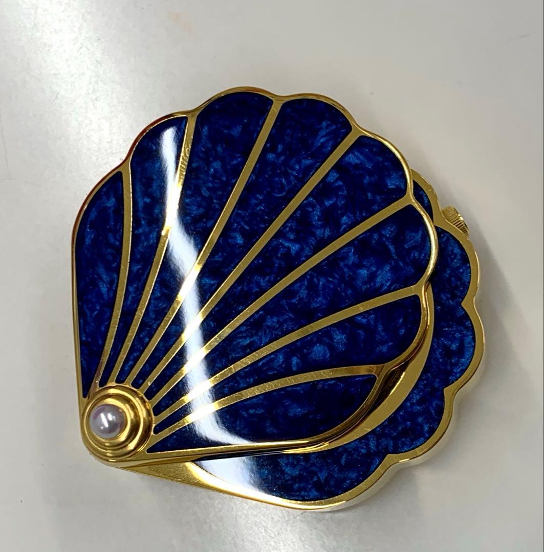 値下げ】MIKIMOTO 真珠つき シェル型トラベルラッカーパールクロック