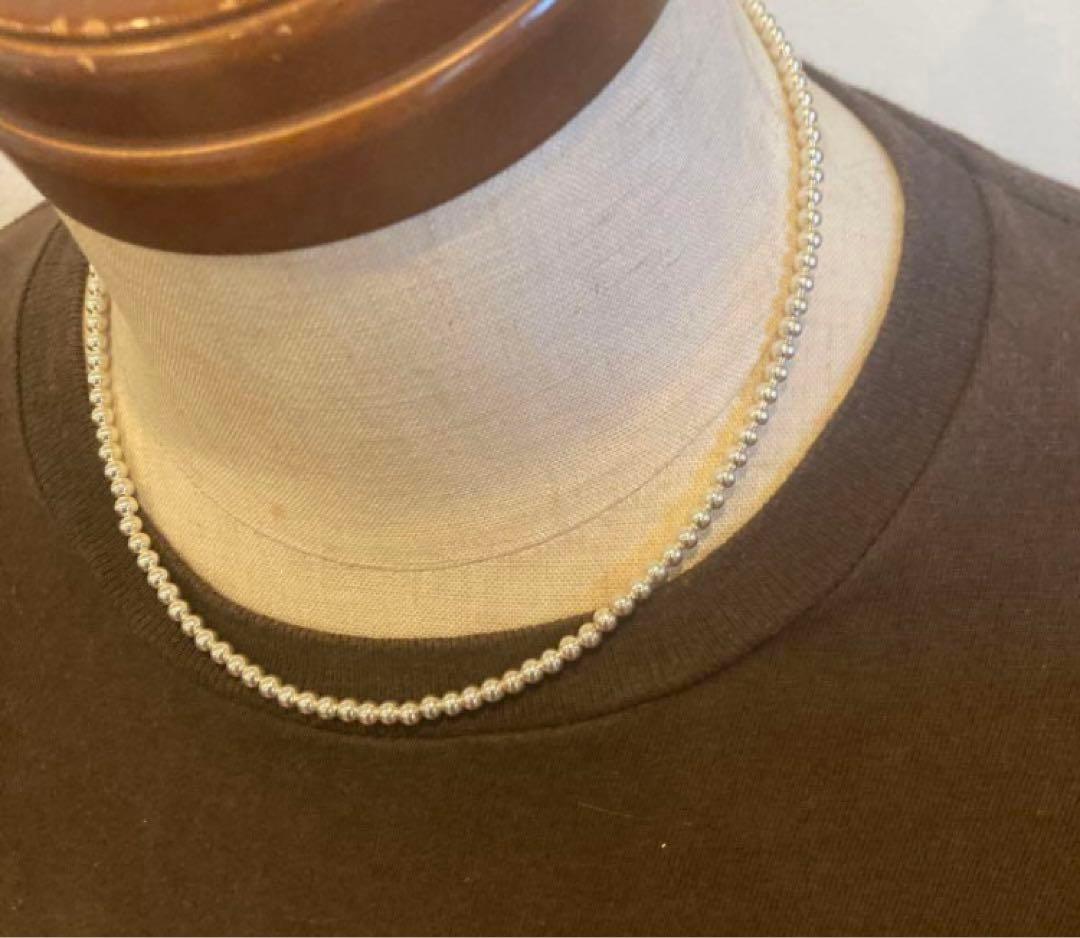 シルバー925製ラウンドビーズネックレス45cmナバホパールボール