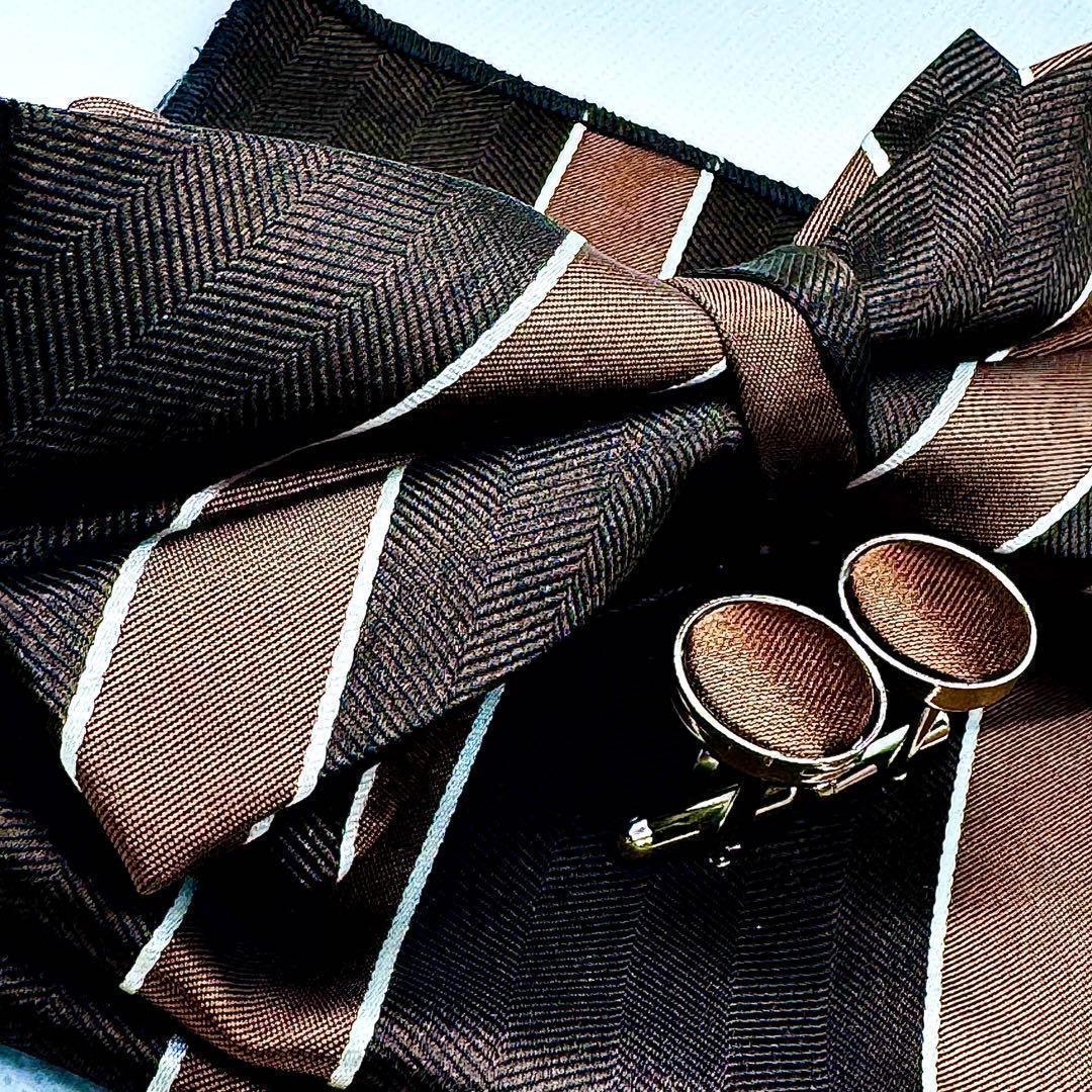 蝶ネクタイ チーフ ブラウン 前撮りお色直し 新郎 結婚式 披露宴 b53