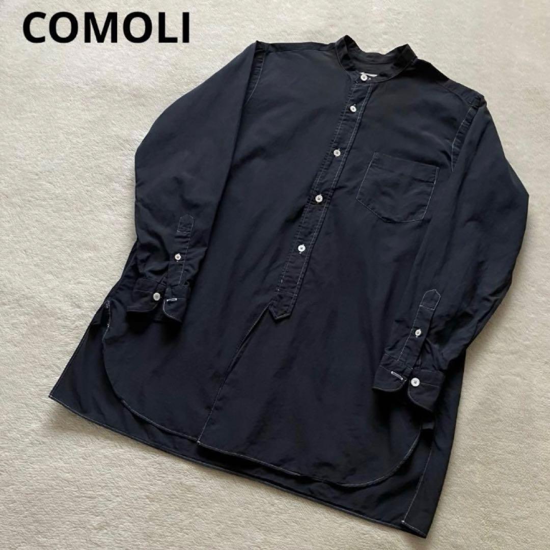 COMOLI コモリ バンドカラーシャツ 染め直し ブラック サイズ0 - メルカリ