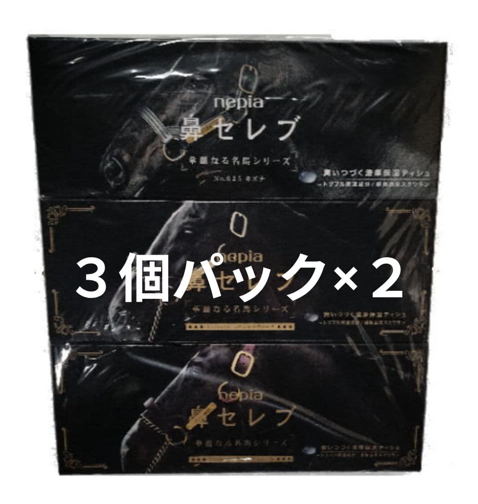 ネピア 鼻セレブ 華麗なる名馬シリーズ 3個パック×2セット③ キズナ