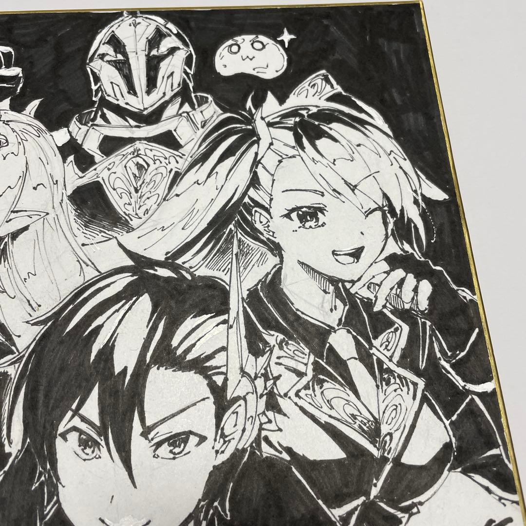 ア*?様 黒の召喚士　原作イラスト：ダイエクスト先生　　直筆イラスト色紙　当選品