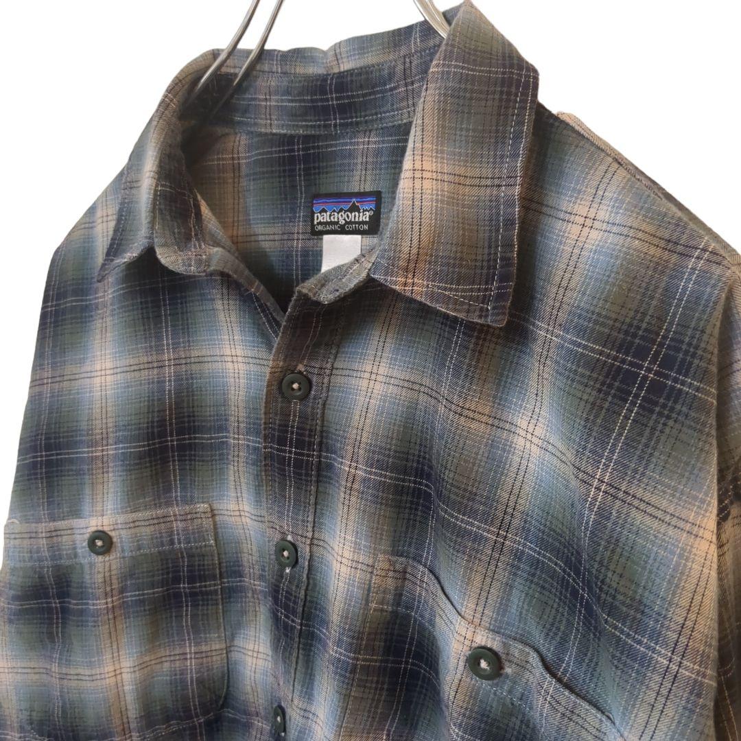 90s パタゴニア オンブレ シャドーチェック シャツ ブルー M