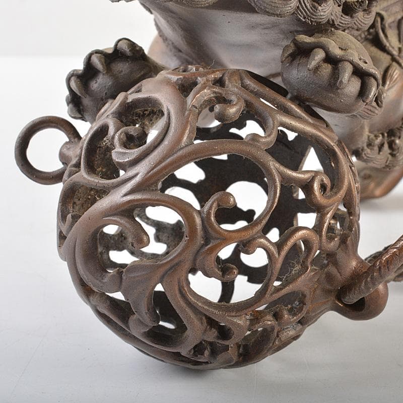 中国 古銅宣徳銅 玉乗り獅子 香炉 置物 Y R7427 - メルカリ