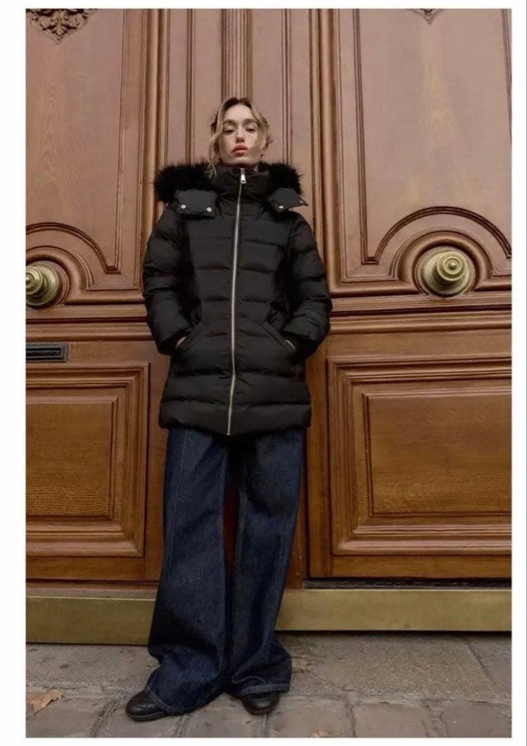 ZARA 撥水ウィンドブレーカーフード付きダウンジャケット M - メルカリ