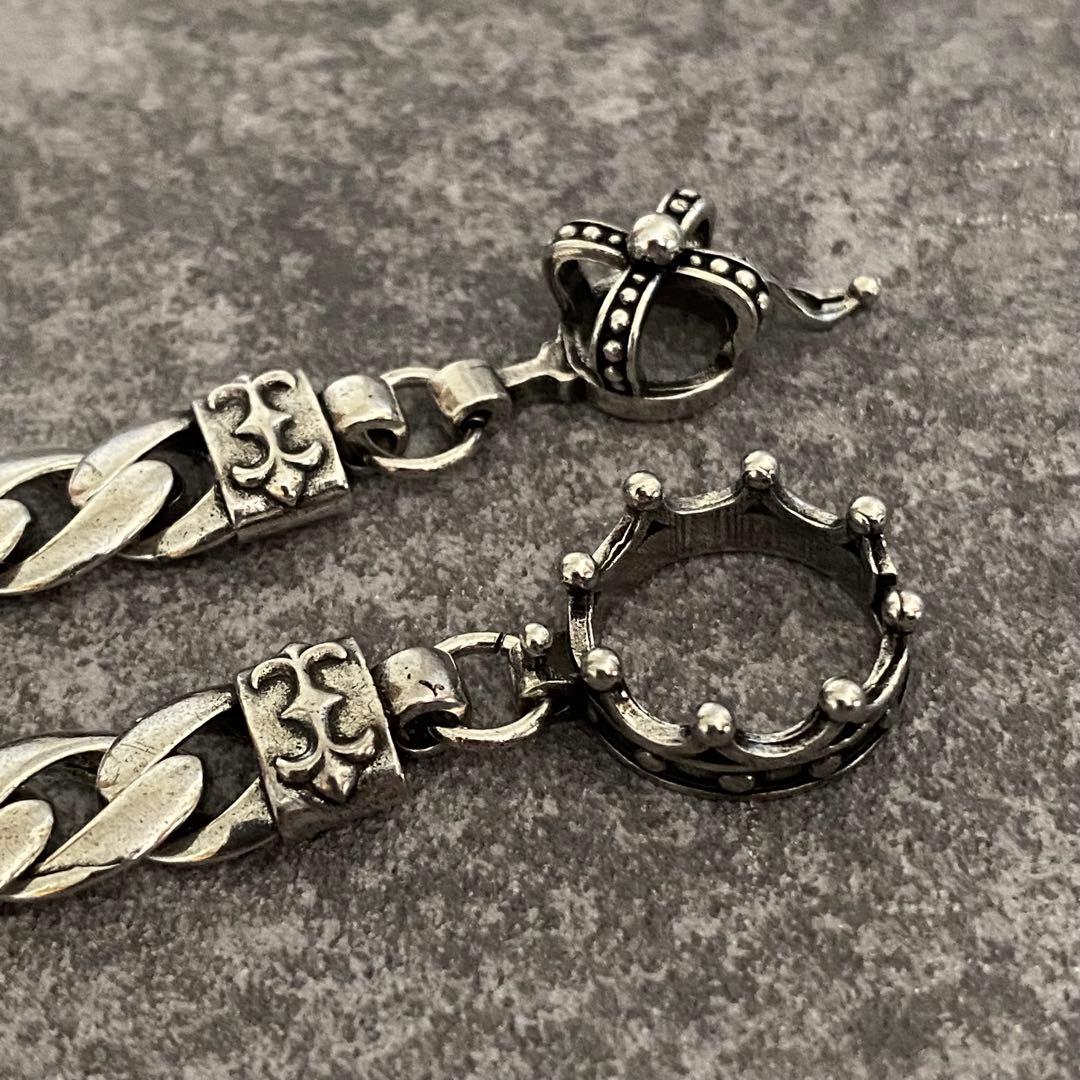 シルバー ブレスレット キング 王冠 クラウン 喜平チェーン
