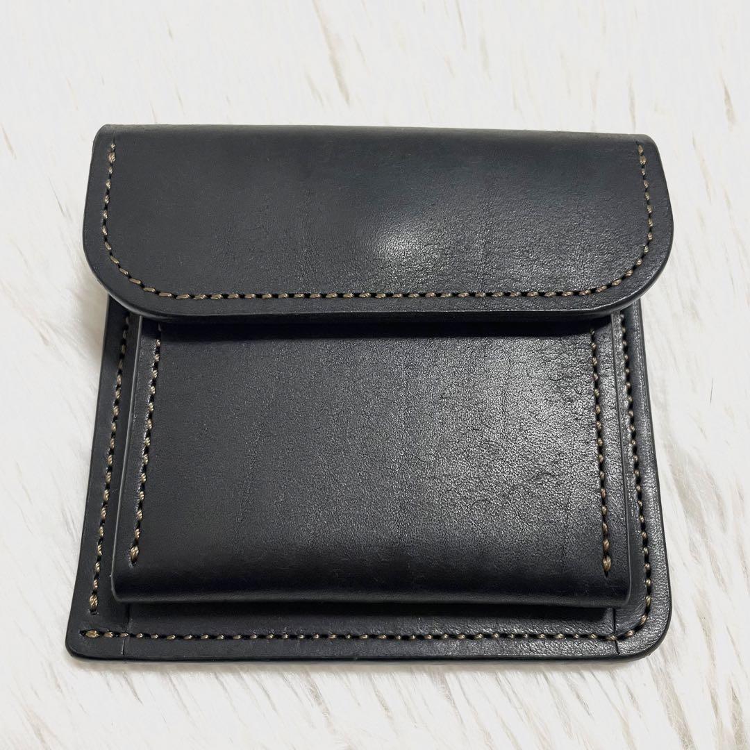 未使用】アッカボッテガ 財布 コンパクト プエブロ ブラック レザー