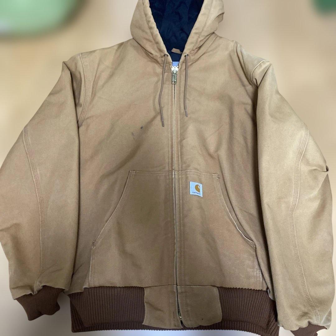 USA製Carhartt フード付きブラウンジャケット 早い者勝ち‼️ Carhartt LOOSE FIT FIRM DUCK INSULATED BROWN BLACK カーハート