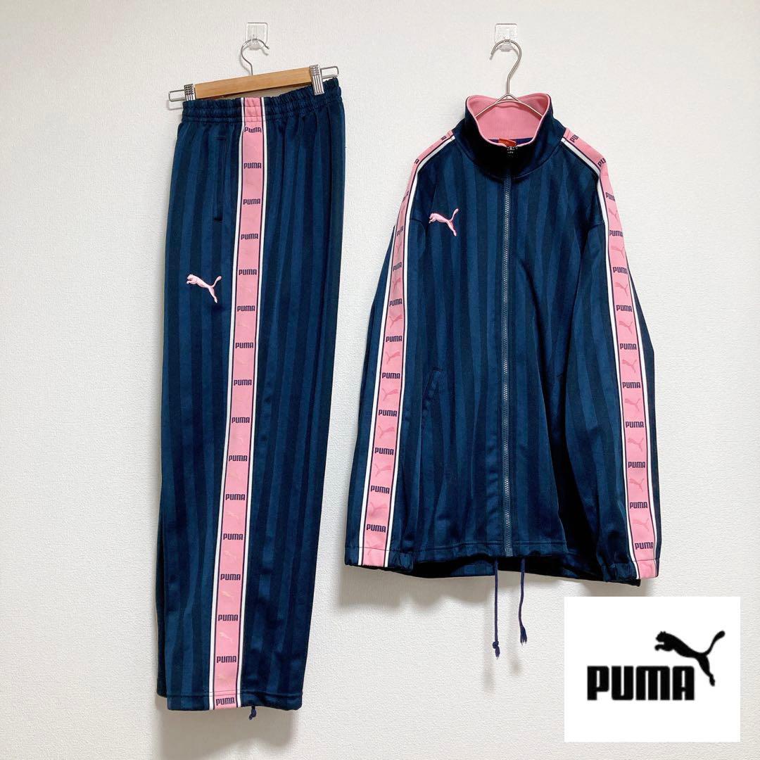 PUMA 日本製 プージャー ネイビー ストライプ ジャージ セットアップ M